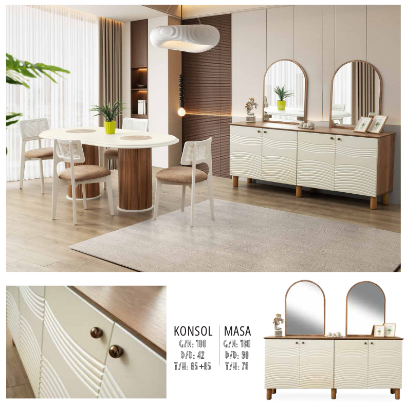Sena Konsol + Yemek Masa Takımı 4 Sandalye Sena Konsol + Yemek Masa Takımı 4 Sandalye
