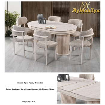 Bohem Açılır Masa & Sandalye Takımı Traverten 